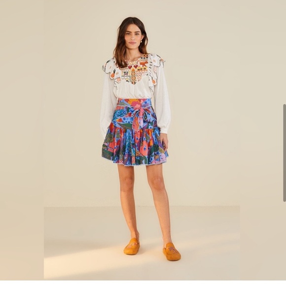 FARM Rio White Embroidered Fall Leaf white Blouse - Picture 4 of 5